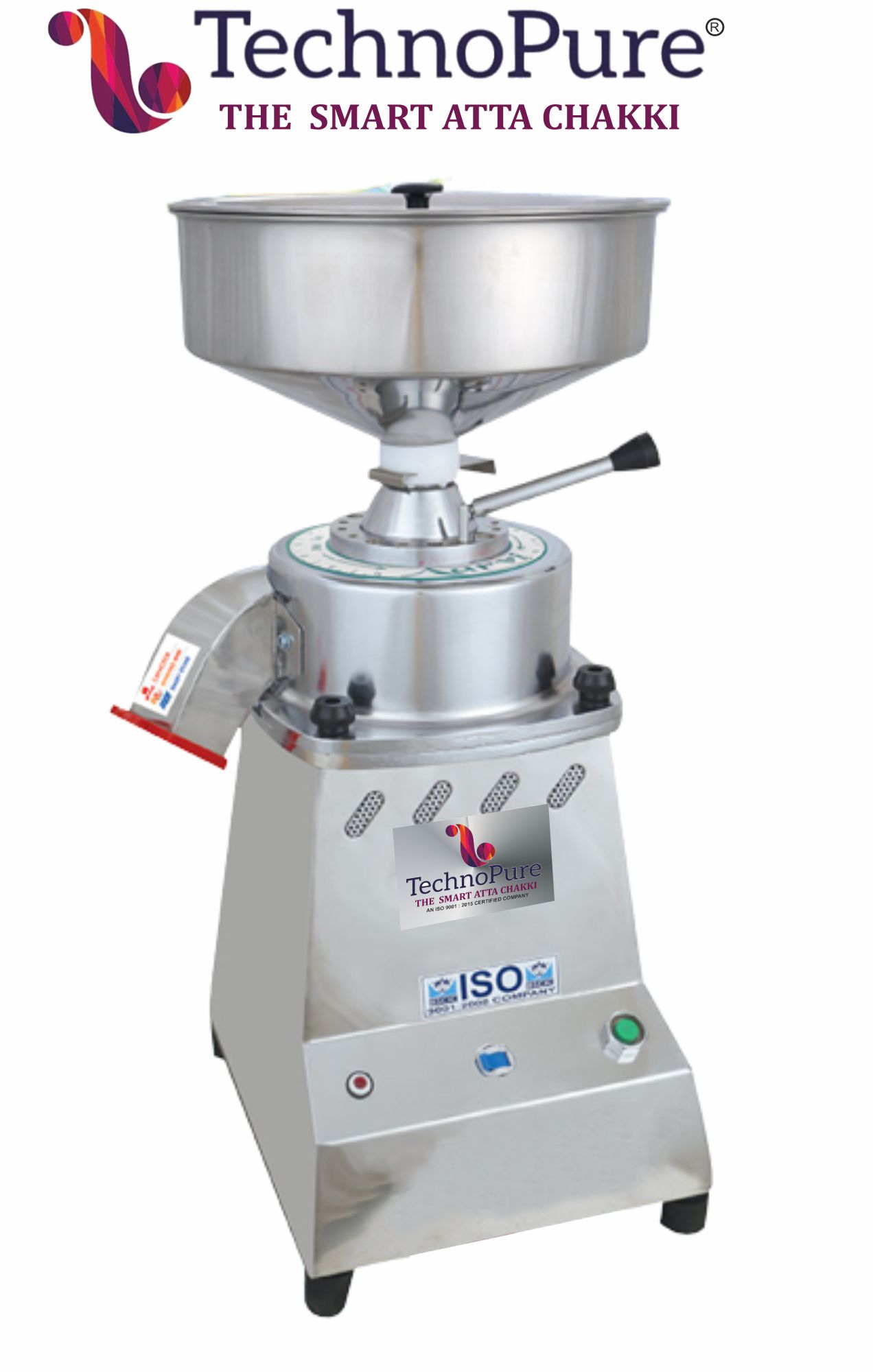 TechnoPure Automatic Domestic Flour Mill Machine for Home, Gharghanti Smart Atta Chakki 1.50 HP Single Phase Motor 8-18 Kg/Hour (Square 1.50)
